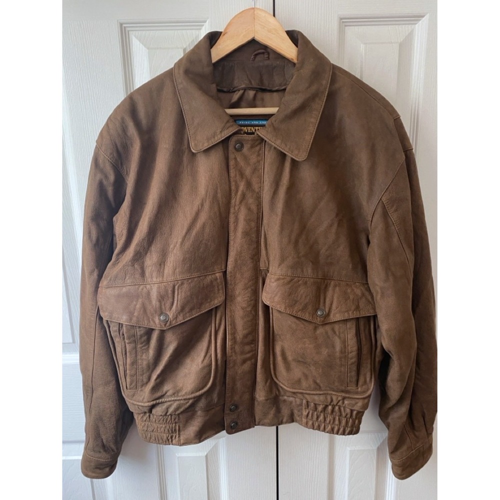 WILSONS ADVENTURE BOUND Brown Distressed Leather Bomber Aviator Jacket M